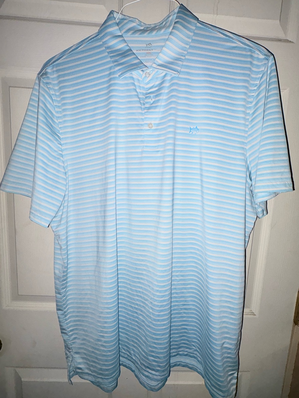 Southern Tide Light Blue & White Striped Polo